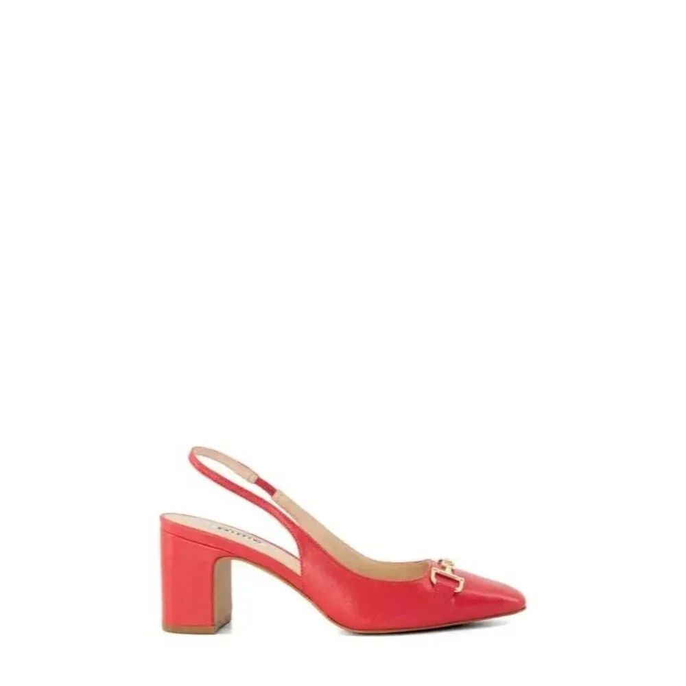 Dune London Red Leather Shoes Slingback Horsebit Pumps SZ 7.5 NEW